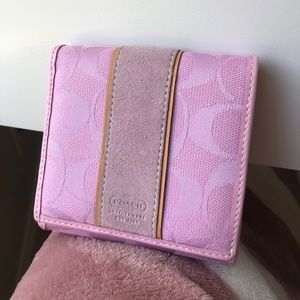 Coach pink signature compact wallet